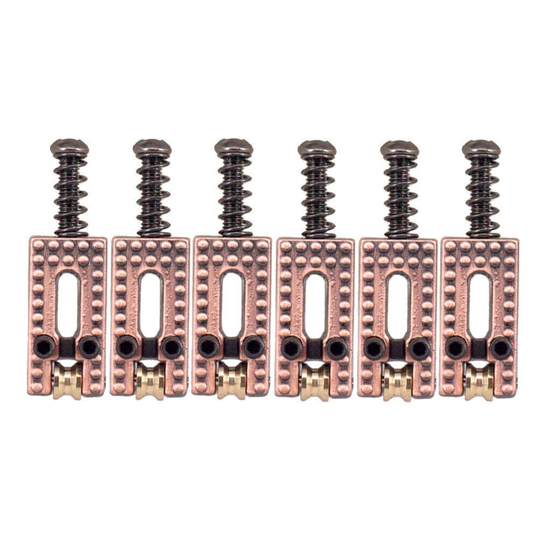 6 Pack Red Copper Roller Tremolo Bridge Saddles for Stratocaster Telecaster