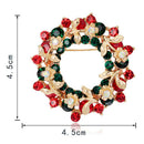 Crystal Jewelry Round Garland Christmas Brooch Pin Party Gifts Santa Claus FT