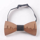 Wedding Bow Tie Wooden Butterfly City Skyline For Men's Suit Shirt Necktie  S6P8