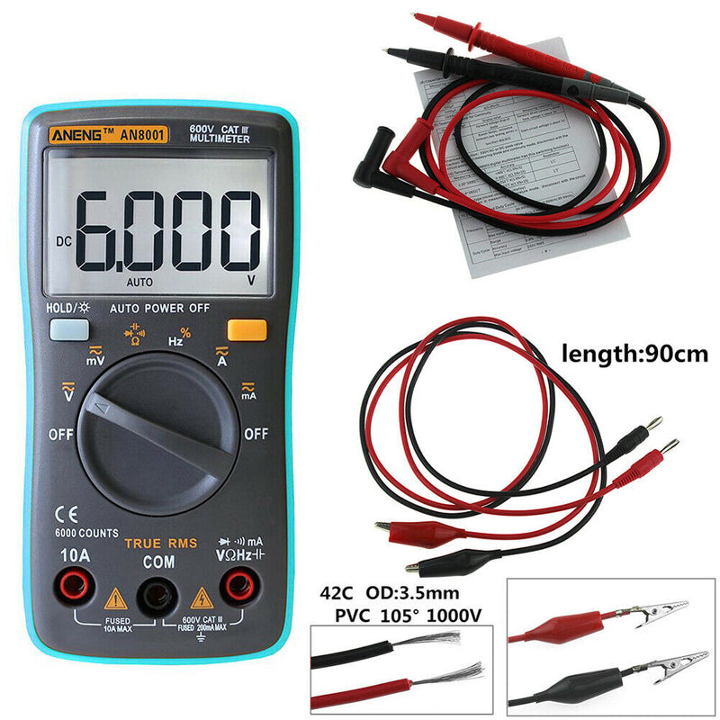 Digital Multimeter 6000 Counts Backlight AC/DC Ammeter Voltmeter Ohm Meter