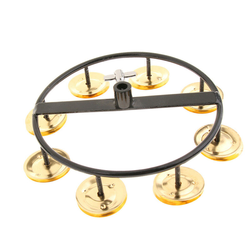 Drum Set Hi-hat Tambourine with Single Row Steel Jingles for Kids KTV Favor