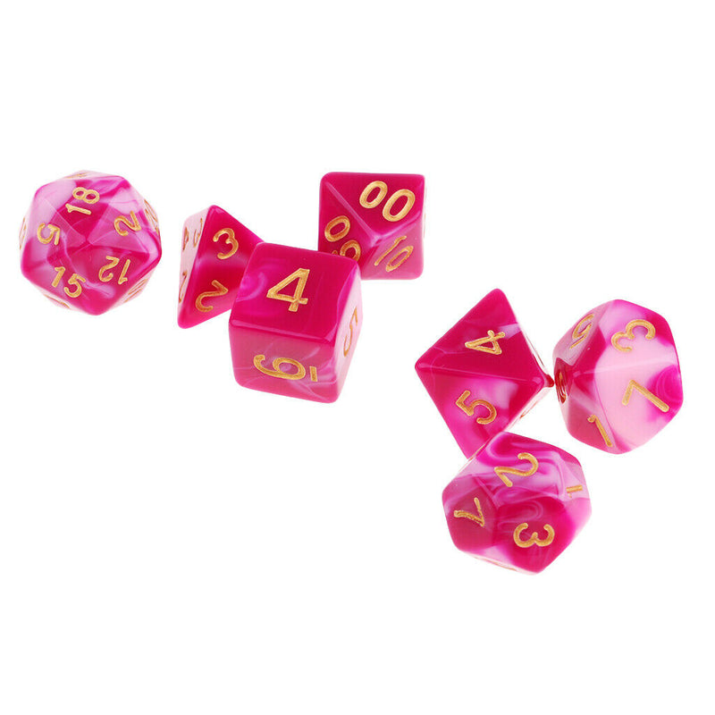 7pcs Acrylic Polyhedral Dice Set RPG Dice Set D4 D6 D8 D10 D12 D20 for DND B