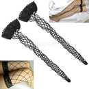 Fancy Women Ladies Party Lace Top Fishnet Thigh High Hosiery Stockings Black New