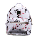 Women Backpack High Quality Floral Printing PU Leather Backpack(white) SN9F