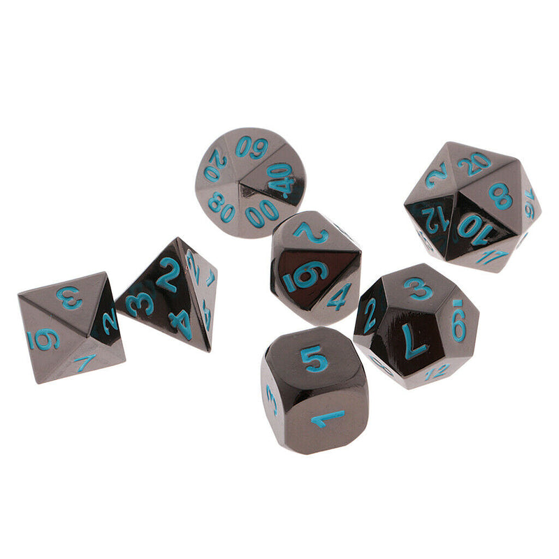 7x Black Nickel D4 D20 Multiple Dice for RPG MTG Gaming Players with