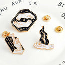 3PCS Enamel Magic Gesture Book Fire Witch Brooch Pin Jacket Shirt Badge Broochã€