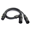 3Pin XLR Female Jack To Dual 2Male Plug Y Splitter Cable Adaptor Audio Cable