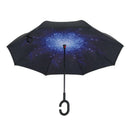 Starry sky Folding Reverse Umbrella Double Layer Inverted Windproof Rain Ca