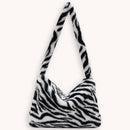 Animal Pattern Shoulder Underarm Bag Women Plush Top-handle Handbag (7)