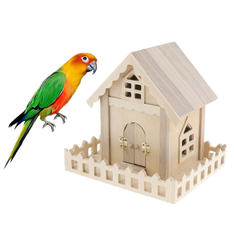 Wooden Bird House Perches Log Cabin for Outdoor / Indoor Hanging Decoration