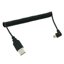 1.5m/5ft 90 Degree Angled USB 2.0 A Male to Mini B 5P Left Angle Male Spiral
