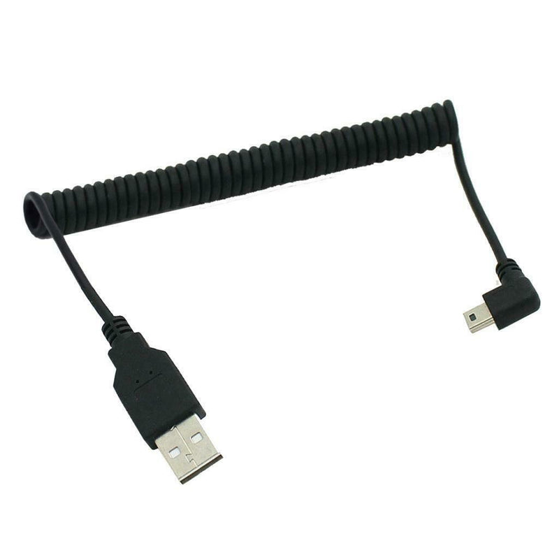 1.5m/5ft 90 Degree Angled USB 2.0 A Male to Mini B 5P Left Angle Male Spiral