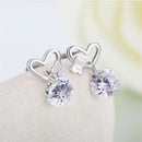 Womens Sliver Plated Crystal Zircon Fashion Jewelry Butterfly Stud Earrings JR