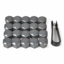 20 Wheel Nut Bolt Center Cap Grey 17mm Cap + 1x Clip For Volkswagen Audi YSM