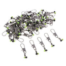 50 Pieces Fishing Barrel Rolling Swivels with Interlock Snaps Connectors L