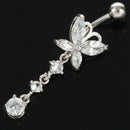 Body jewelry for girls, transparent heart twirl zirconia, navel ring belly
