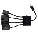 Black USB 4-port Micro Power Cargo OTG Hub Cable adapter V6Q6