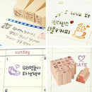 25pcs Love Diary Rubber Wooden Stamp Set DIY with Wooden Box