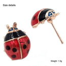 Cute Insert Earrings Exquisite Paint Stud Earrings Red Oil Ladybug Ear Studs LJ