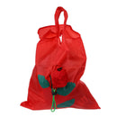 Green Leaves Rose Foldable Red Shopping Bag Handbag T3C4