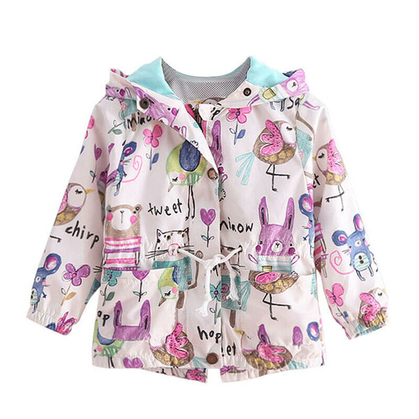 Spring&Autumn girls jackets casual hooded outerwear for girls fashion Hand  Q6C5