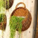wicker brown wood wall hanging pocket basket flat back door decoration M&O