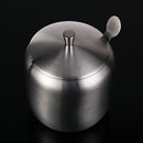 350ML New Stainless Steel Coffee Sugar Bowl Sugar Pot With Spoon Cup Cover