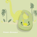 Cartoon Silicone Kids Bib Waterproof Baby Feeding Adjustable Apron (Green) A