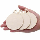 50pcs DIY Craft Wooden Round Bauble with 50pcs Twines to Paint, Unfinished