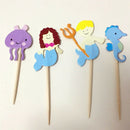 24pcs ocean style hippocampus mermaid cupcake toppers decor party supplies JR