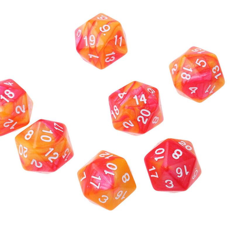 10pcs/set 20 Sided D20 Dice for TRPG Game   Orange Red