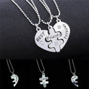 Best Friends Forever Broken Heart Crystal Pendant Necklace Friendship Jewelry Gw