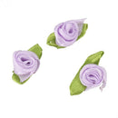 100 Pcs Mini Satin Ribbon Rose Flower Leaf Wedding Decor Appliques Sewing D J6R8