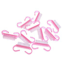 10pcs Nail Cleaning Brushes Pink Plastic Handle Dust Remover Manicure Tools