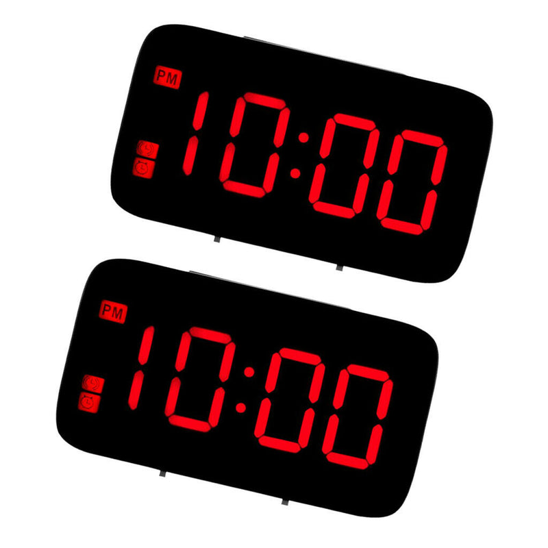 2pcs Precision Radio Controlled LCD ALARM Date Clock Red Brand New