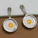 5PCs Charms Alloy Retro Frying pan with Eggs Jewelry Making Pendant Charm A L7W8