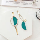 Fashion Women Long Asymmetric Earrings Drop Dangle Green Chain Earrings WO OGB