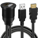 USB 2.0 and HDMI to HDMI + USB AUX Extension Dash Panel Waterproof Car Flus