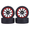 4pcs Flat Running Tyre Rubber Wheel RC Car Part Fit for 1/10 HSP HPI Redcat