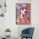 5D DIY Diamond Painting Cat Girl Full Round Wall Drawing Kits Home Decor