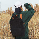Solid Color Travel Backpacks Corduroy Women Large Top-handle Bags (Black) A