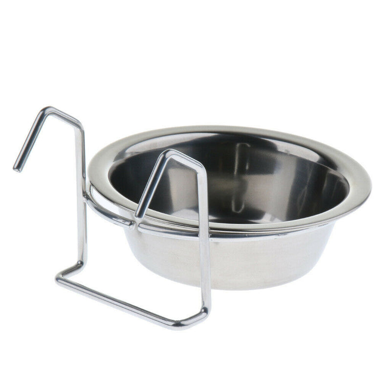 2 Pcs Stainless Steel Food Water Cup Feeder Feeding Dish For Parrot Bird Macaw
