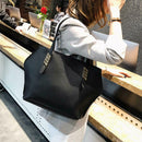 4pcs/set Solid Color Totes Women Leather Shoulder Card Bags Clutch (Black)