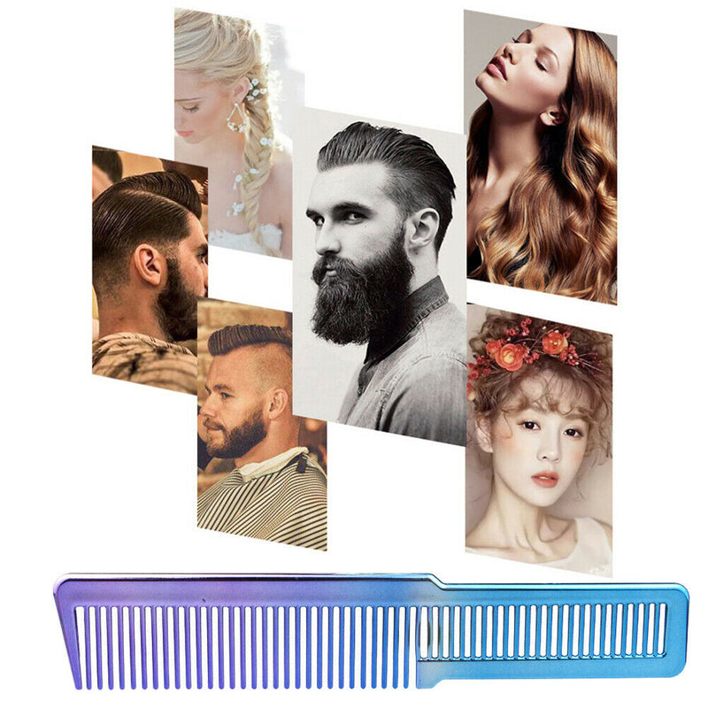 Electroplating Rainbow Comb Clipper Oil Head Hair Styling Comb (Blue)
