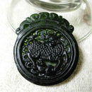 Natural Black Green Jade Carving Unicorn Qilin Good Luck Amulet Pendant Gift