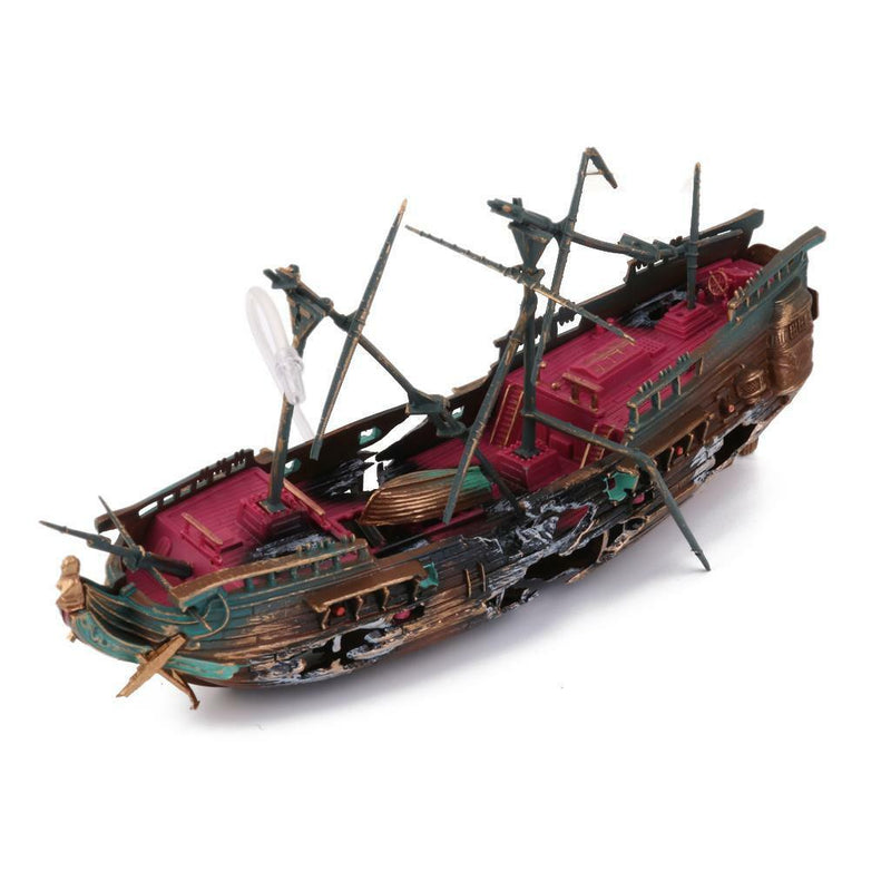 Wreck Sailing Boat Vessel Aquarium Air-operated Ornament Fish Tank Landscape