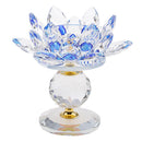Buddhist Lotus Flower Tea Light Candlestick Candle Holder Crafts Blue