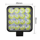 48W 16 LED Work Light Square Flood Beam Bar Car SUV Off-Road Driving Fog Lam Ew