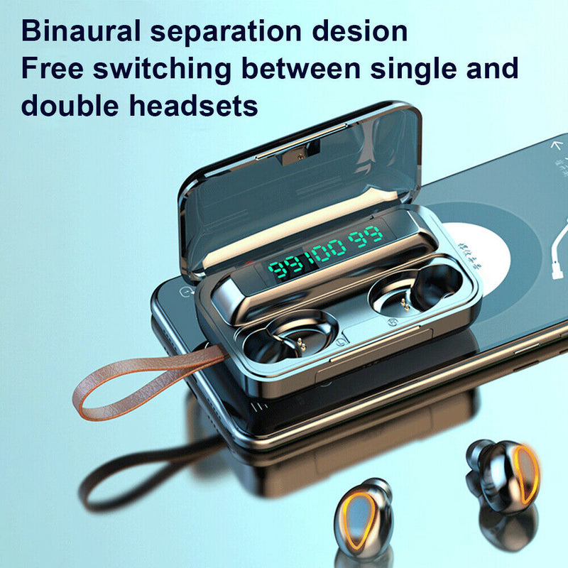 R5 TWS Earbuds Bluetooth Wireless Earphones w/Digital Display Charging Case A