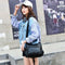 Fashion Women Crossbody Bag Black Soft Washed Leather Shoulder Bag Patchwor N3A9